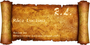 Rácz Luciusz névjegykártya
